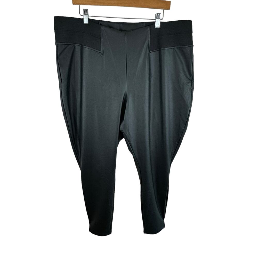 Simply Vera Vera Wang NWOT Black High Rise Skinny Pull On Pleather Pants Size 2X